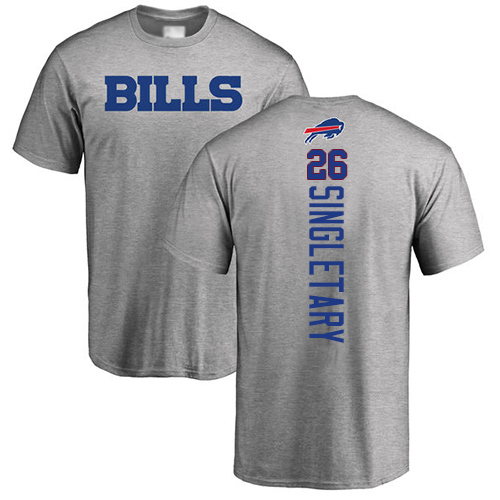 Men NFL Buffalo Bills #26 Devin Singletary Ash Backer T Shirt->nfl t-shirts->Sports Accessory